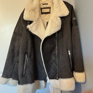 Michael Kors faux Leather & Fur line jacketi